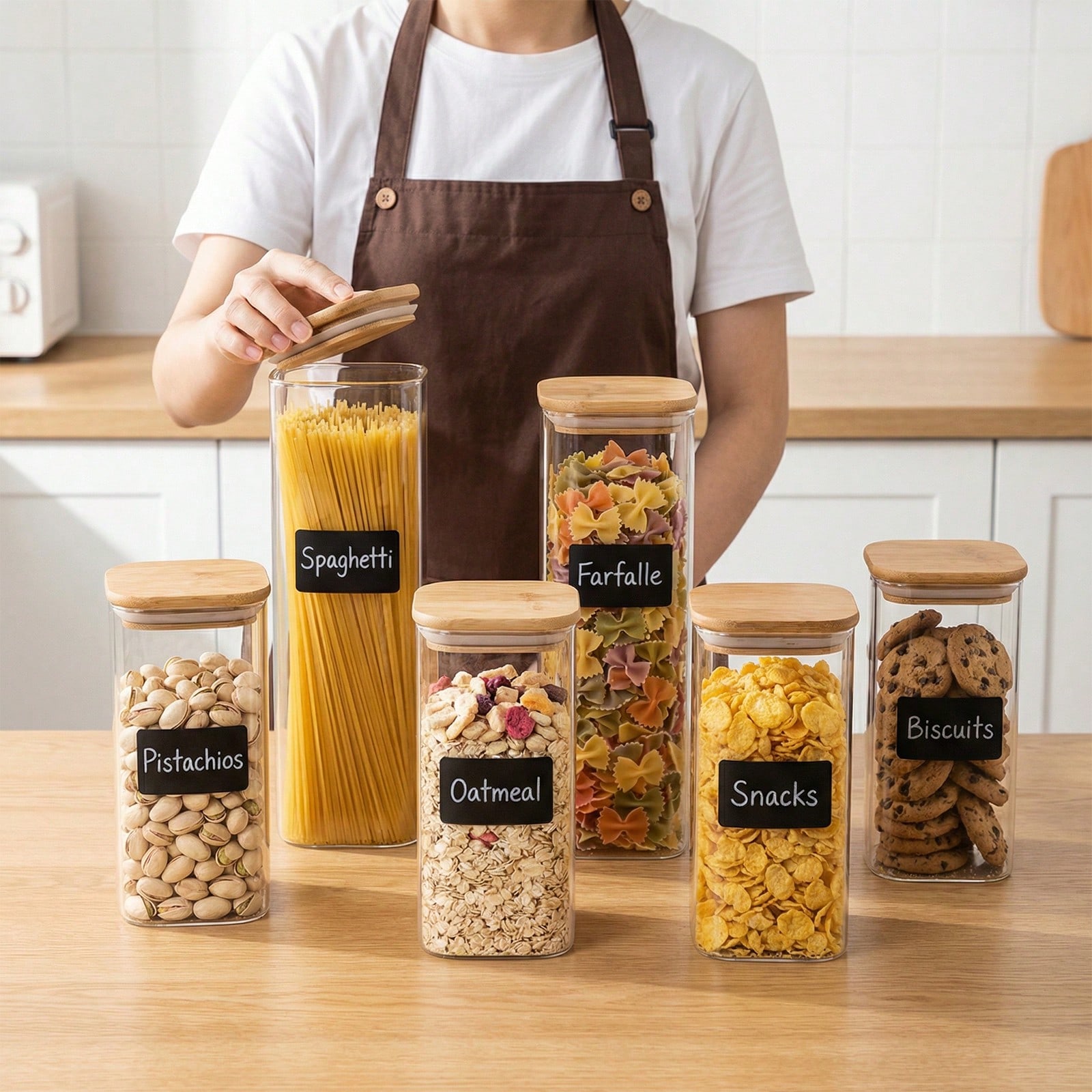Food Storage For Pantry - 6/12 Stück Glas-Lebensmittelbehälter mit Deckel, 2