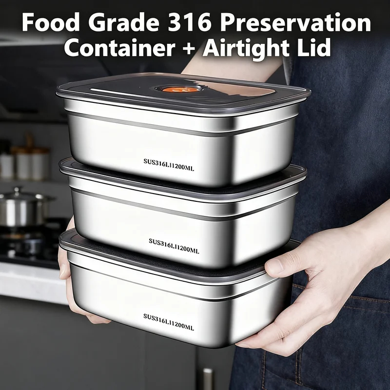 Food Storage Microwave Safe - Großvolumige Edelstahl-Bento-Box, auslaufsicher, mikrowellengeeignet, für Camping,