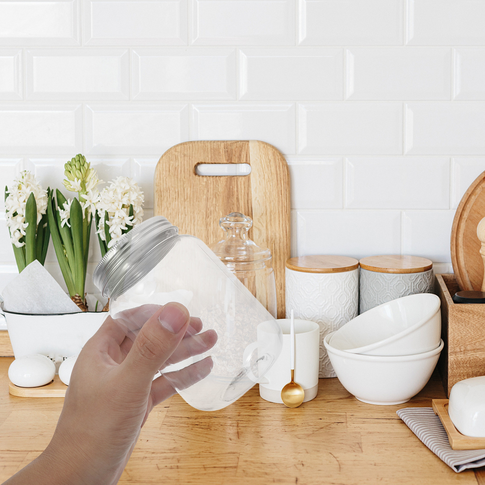 Food Storage Jars - Luftdichte Lebensmittelbehälter mit Deckeln, 4er-Pack, transparente