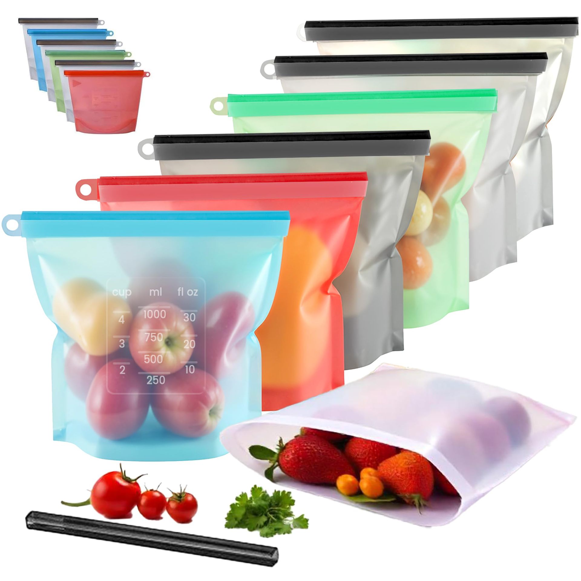 Food Storage Silicone - 5 Stück Silikon-Aufbewahrungsbehälter für Lebensmittel, auslaufsichere