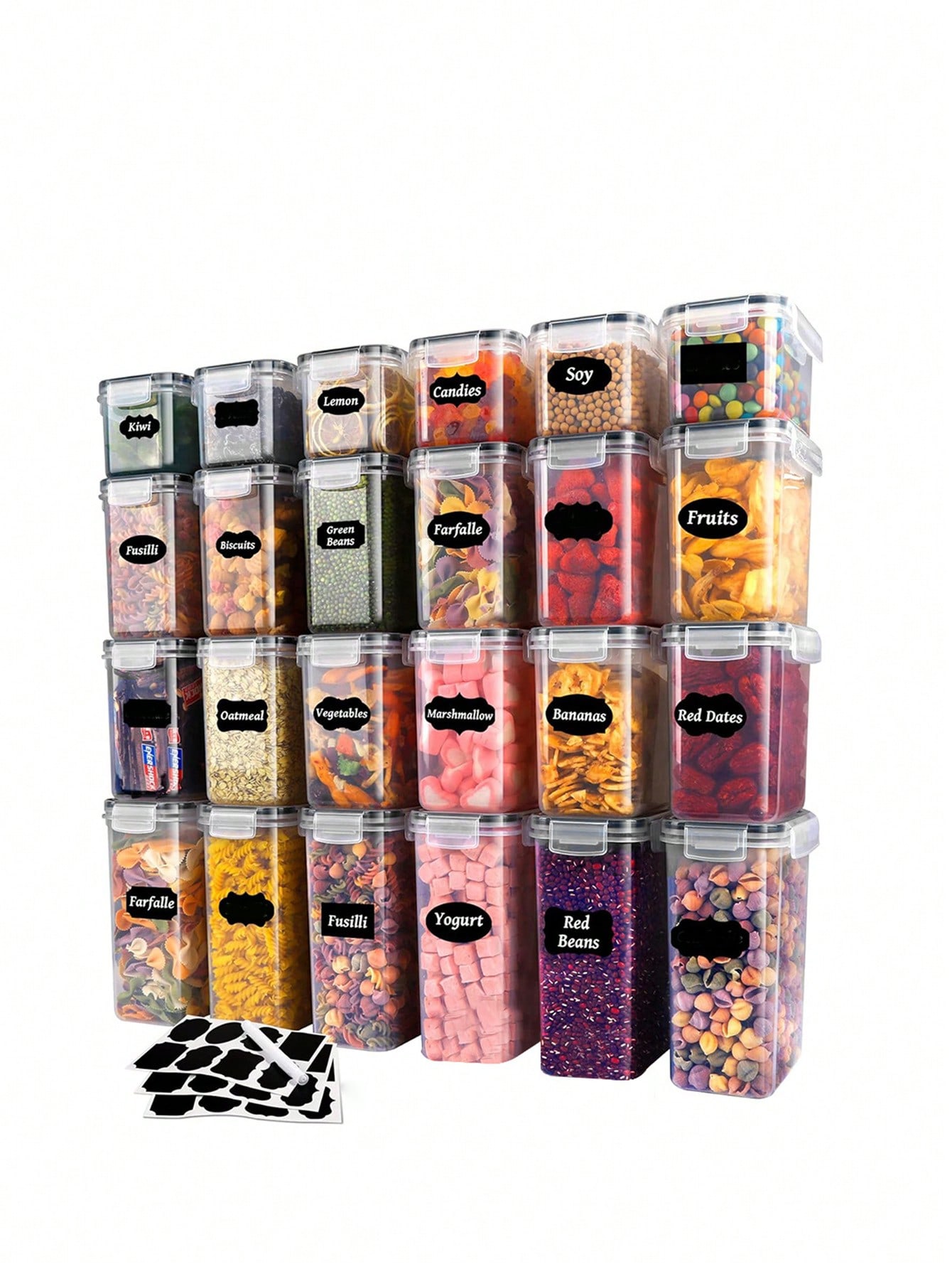 Food Storage For Pantry - 48 Stück luftdichte Lebensmittelbehälter mit Deckel