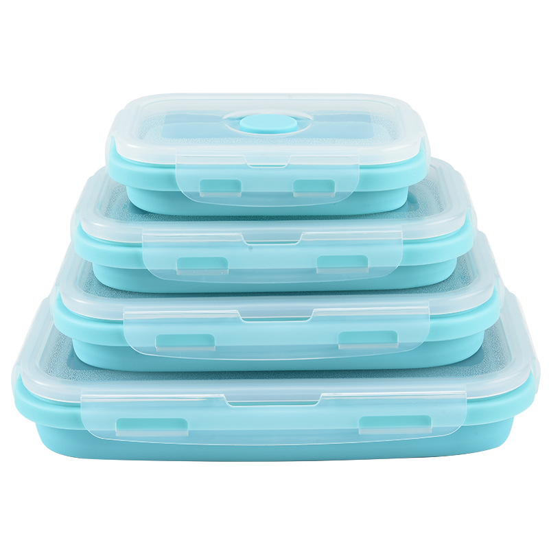 Food Storage Airtight - Zusammenklappbarer Silikon-Lebensmittelbehälter mit luftdichtem Deckel, mikrowellen-