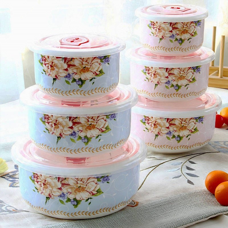 Food Storage Design - 3-teiliges Set, Lunchbox aus Knochenporzellan, Vintage-Blumendesign,