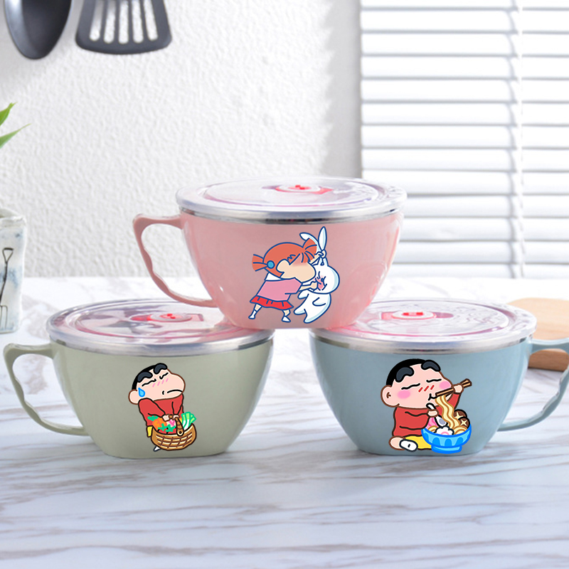 Food Storage Design - Crayon Shin-chan Nudelschüssel, große Kapazität, Edelstahlschüssel,