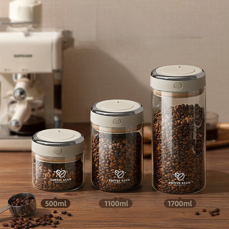 Food Storage Jars - 500/1100/1700ml Kaffeebohnen Vakuumversiegelter Behälter mit CO2-Ventil