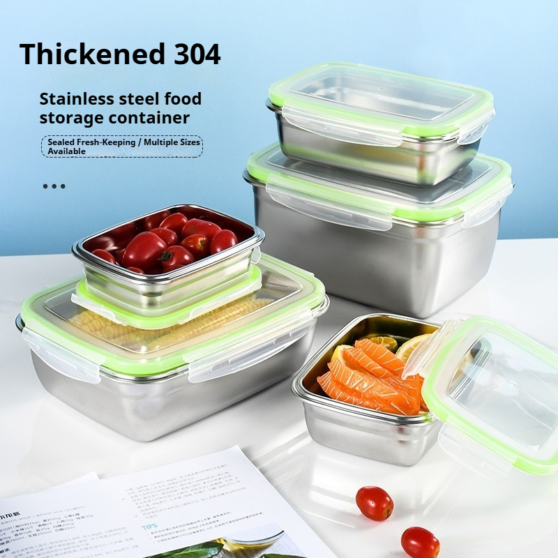 Food Storage Silicone - Lunchbox-Set aus Edelstahl 304, mit transparenten