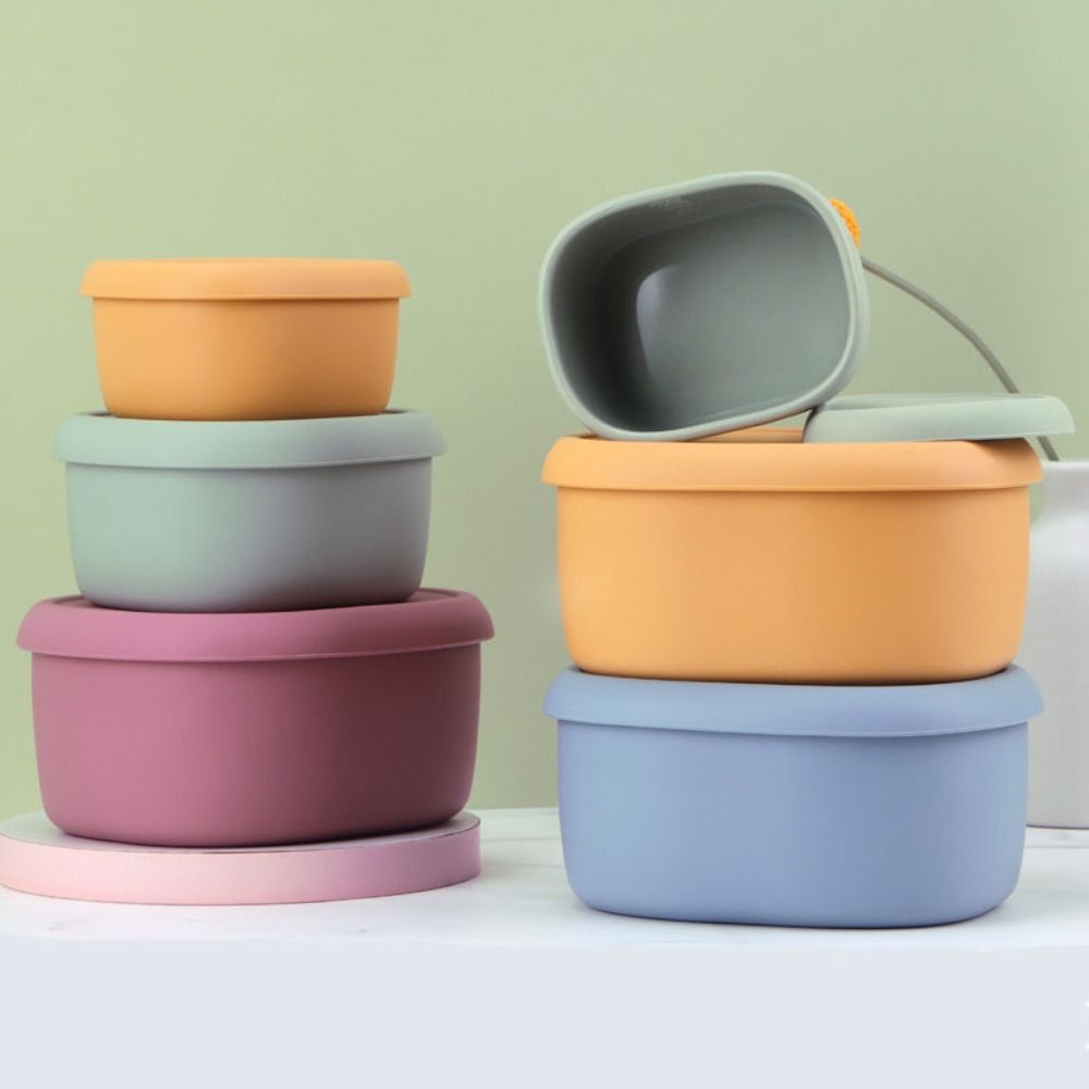 Food Storage Silicone - Wiederverwendbar mit Deckel, Silikon-Lunchbox, hitzebeständig, auslaufsicher,