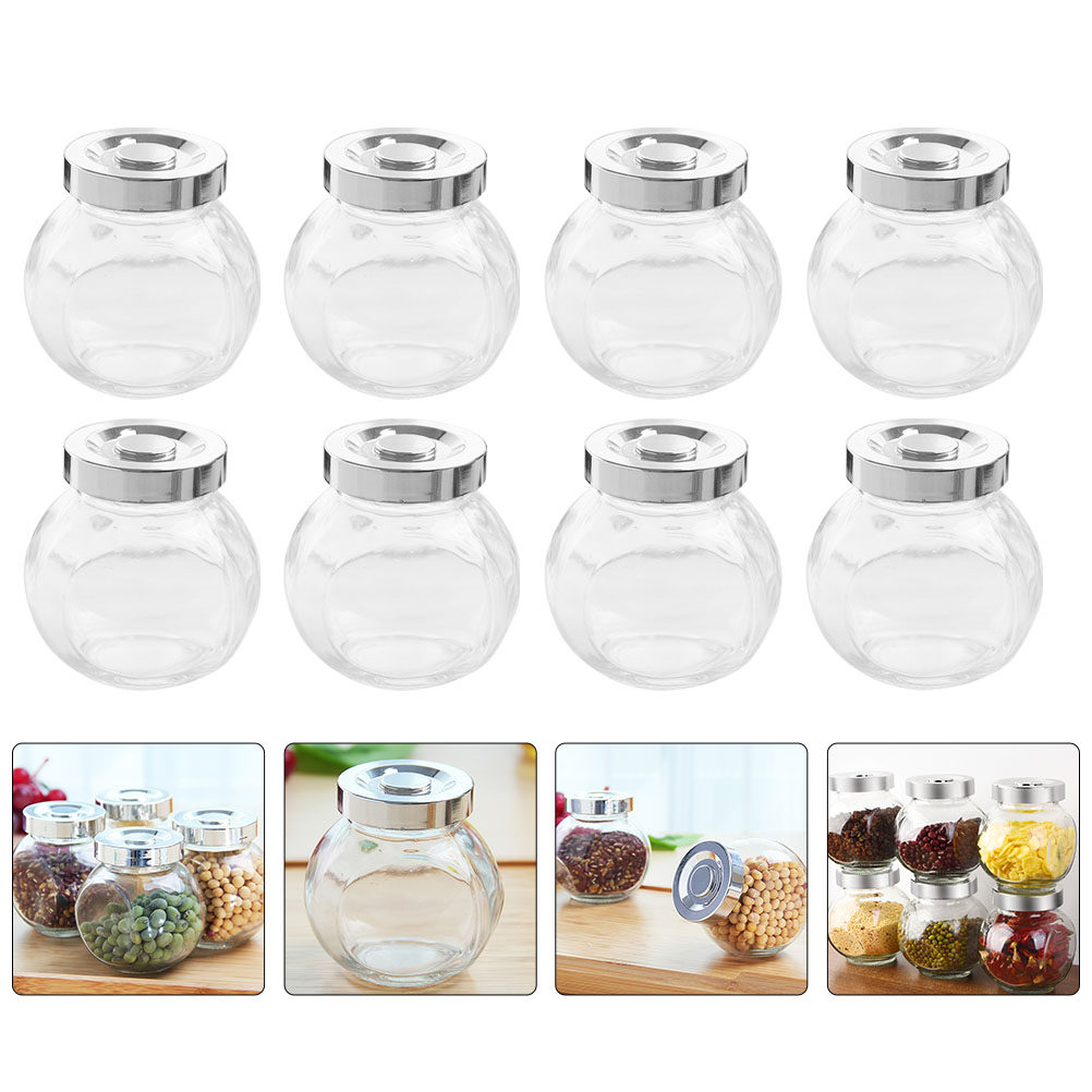 Food Storage Jars - 8 Stück Glas-Vorratsdosen, vielseitig einsetzbare, luftdichte