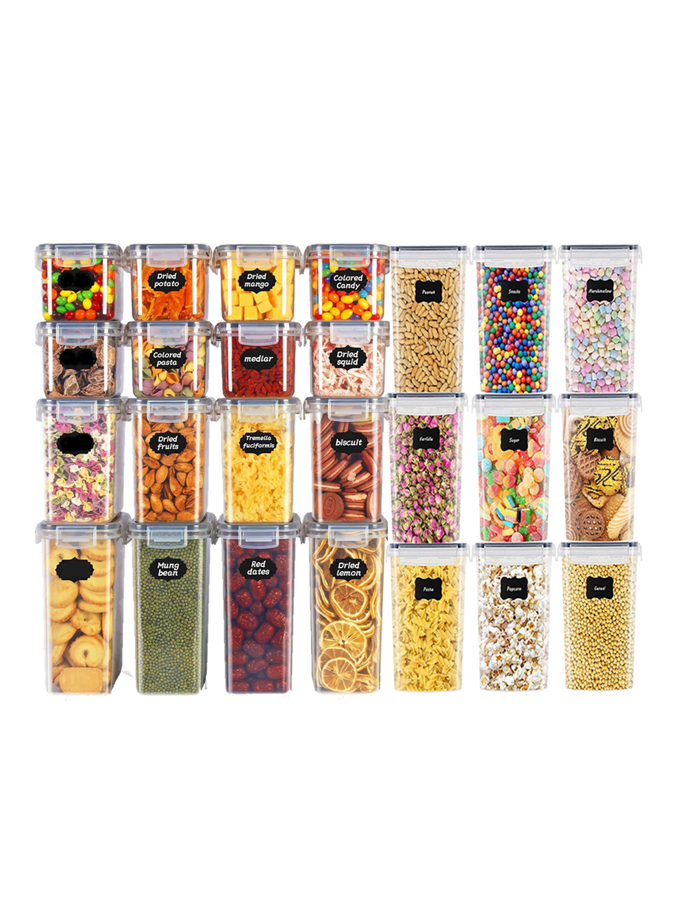Food Storage Jars - 48 Stück, Versiegelte Lebensmittelbehälter mit Deckeln,