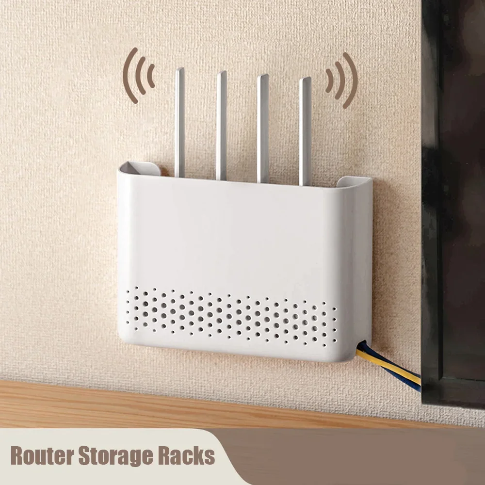 Food Storage Boxes - Router-Aufbewahrungsbox, Aufbewahrungsregale, bohrfreie Wandmontage, Wohnzimmer-Organizer, WLAN-Versteck,