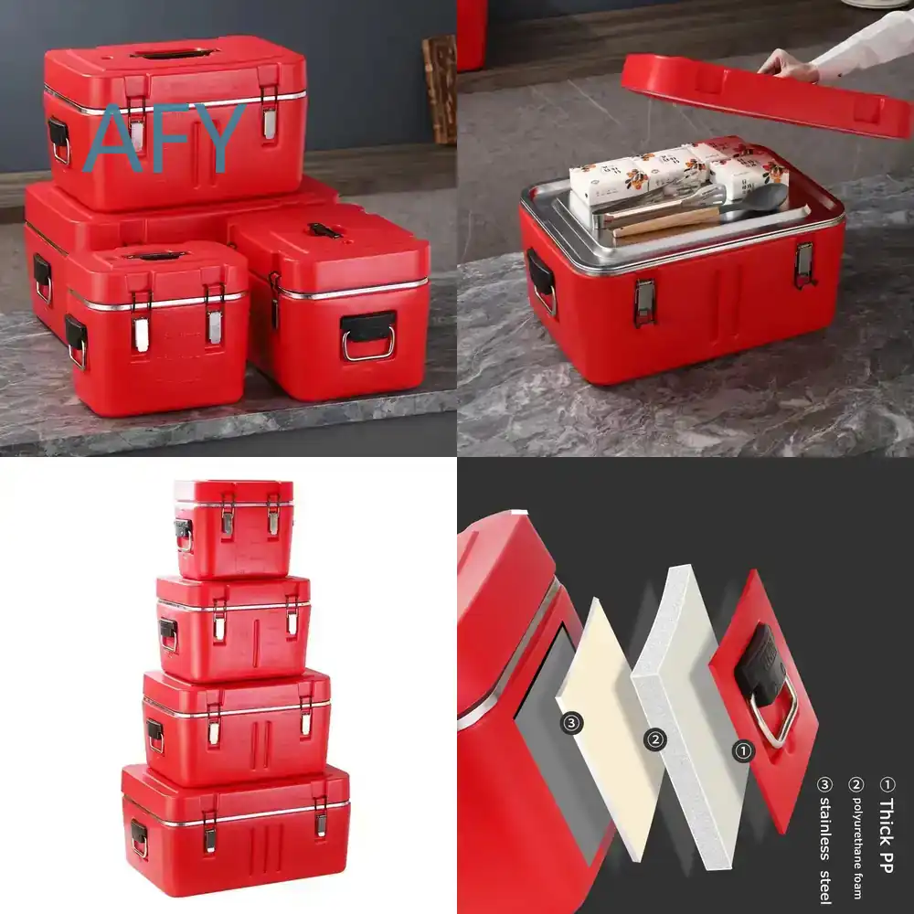 Food Storage To Keep Warm - 4-teiliges Set Edelstahl Isolierte Metall-Kühlbox Speisewärmer