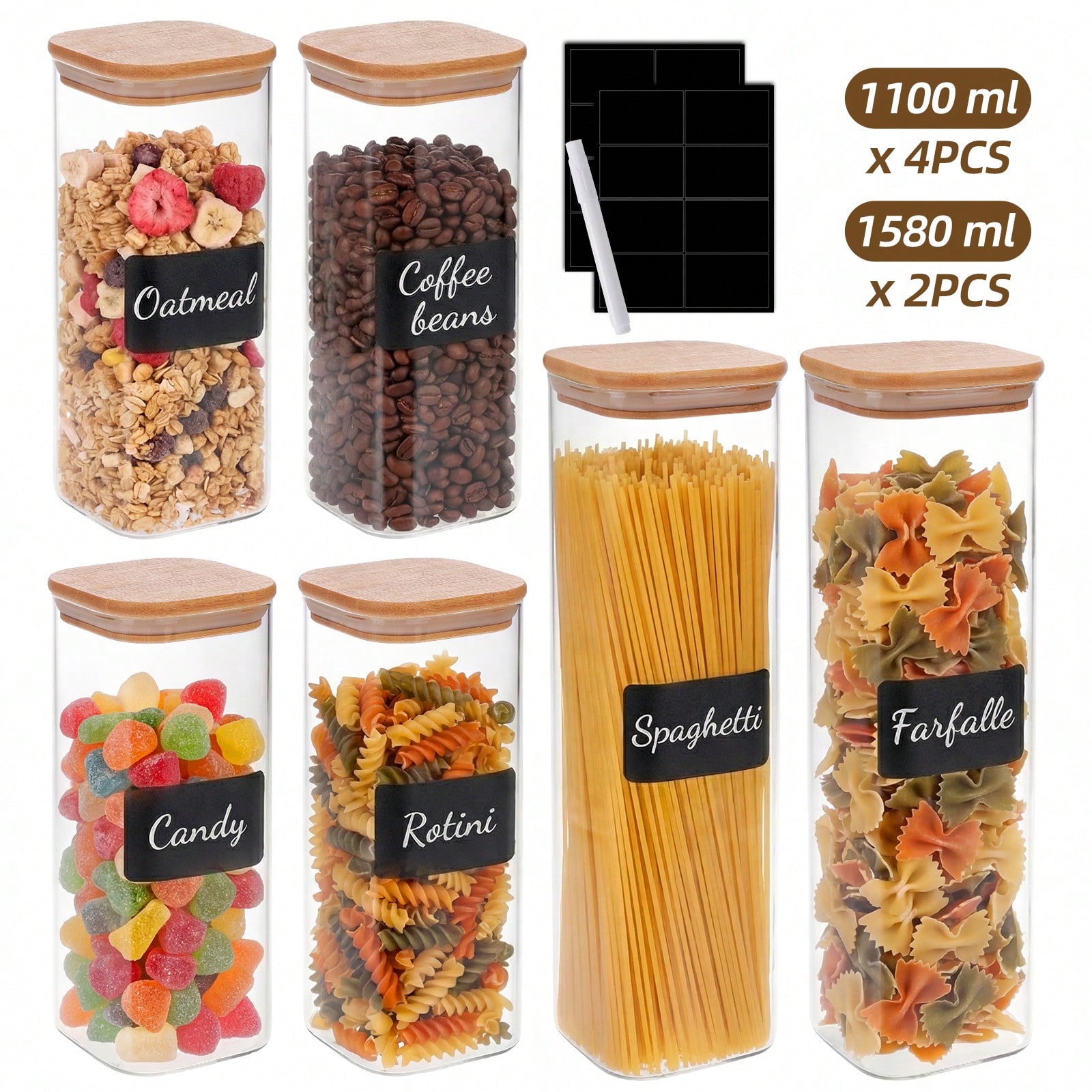6/12 Stück Glas-Lebensmittelbe – Food Storage For Pantry Bewertung und Preis