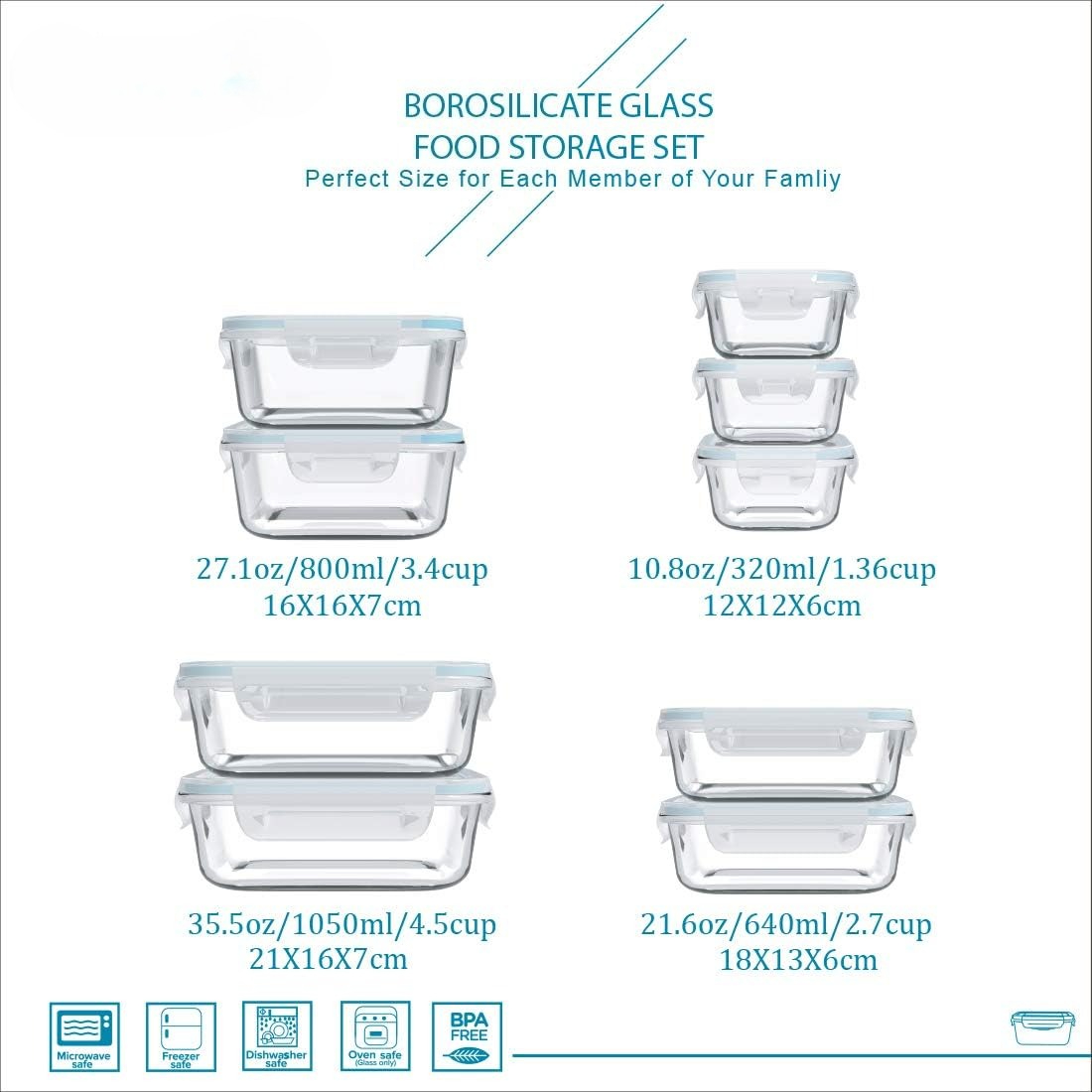 18-teiliges Glas-Lebensmittelb – Food Storage Microwave Safe Bewertung und Preis