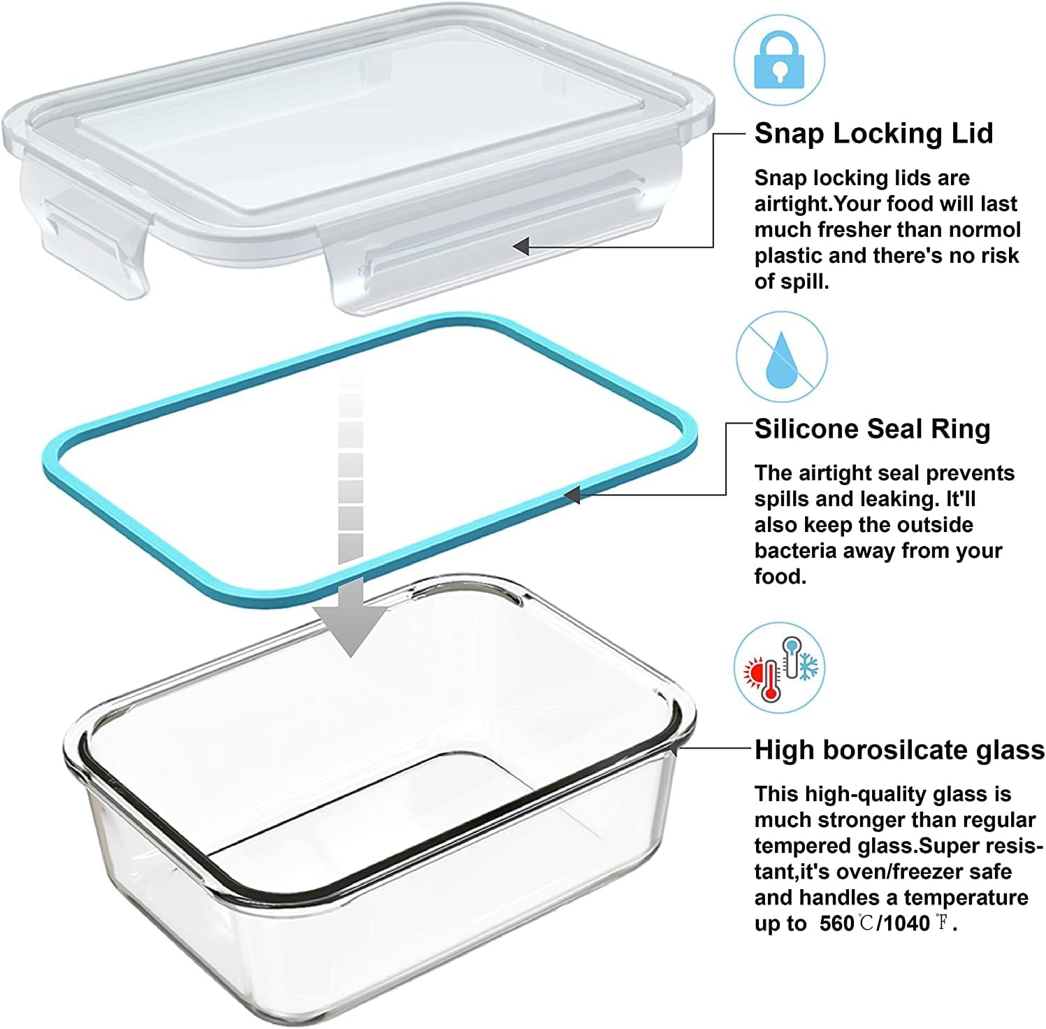 18-teiliges Glas-Lebensmittelb – Food Storage Microwave Safe Bewertung und Preis
