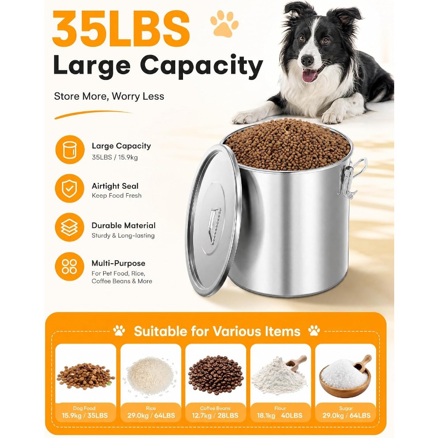 35LBS Luftdichter Edelstahl-Hu – Food Storage Airtight Bewertung und Preis