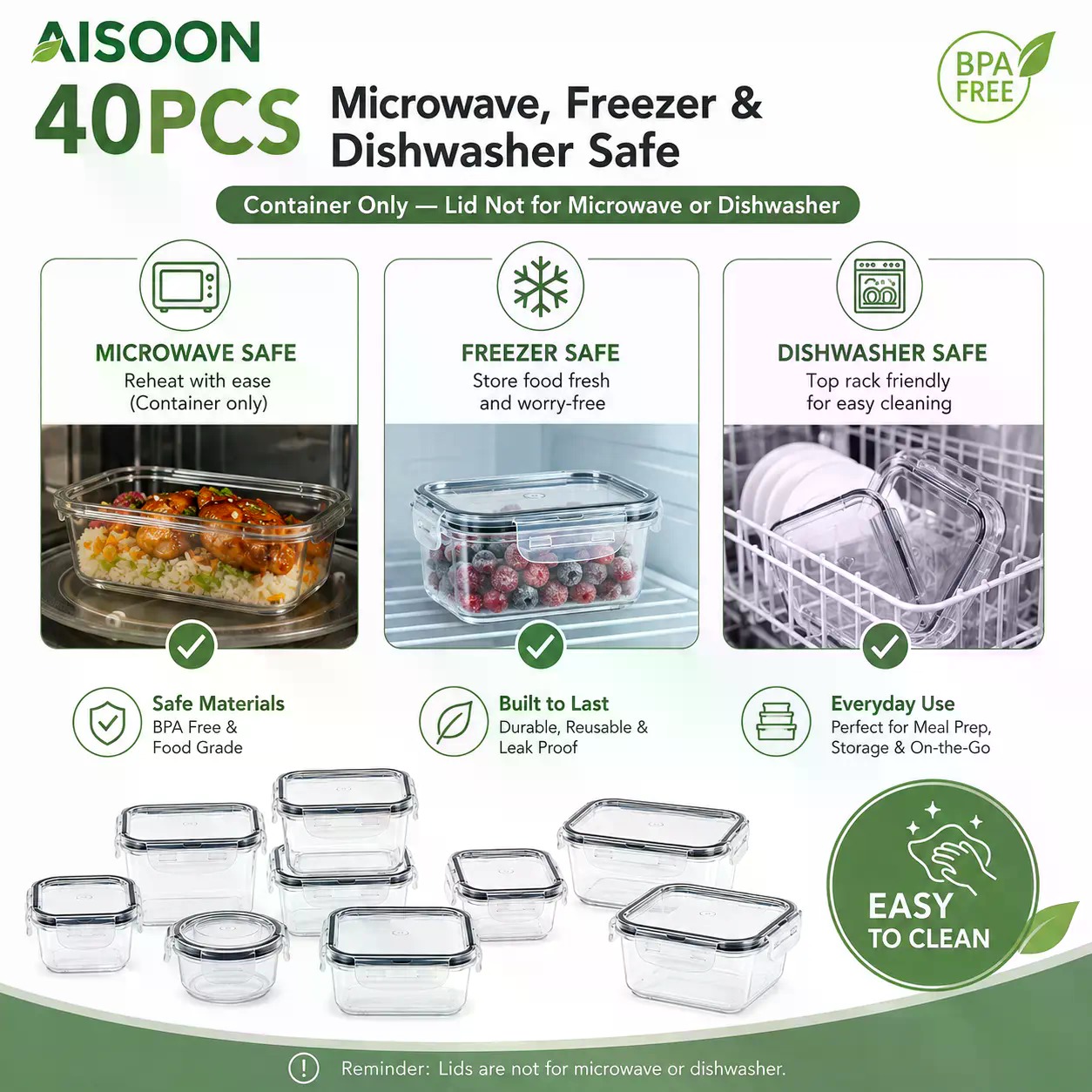 40-teiliges Set extra großer,  – Food Storage Airtight Bewertung und Preis